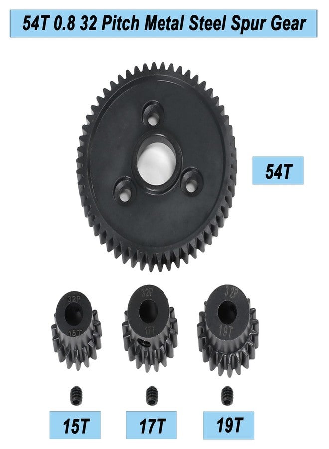 مجموعة تروس XSYGO الفولاذية 54T 32P مع تروس صغيرة 15T/17T/19T لسيارات Traxxas Slash 4x4 4WD/2WD VXL Rally VXL Stampede 4x4 1/10 Summit 1/10 E-REVO - Image 2